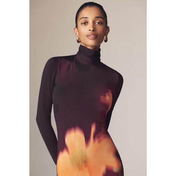 Anthropologie Sisters Black Nova Aline Long-Sleeve High-Neck Maxi Dress Sz 2 NWT - Picture 5 of 16